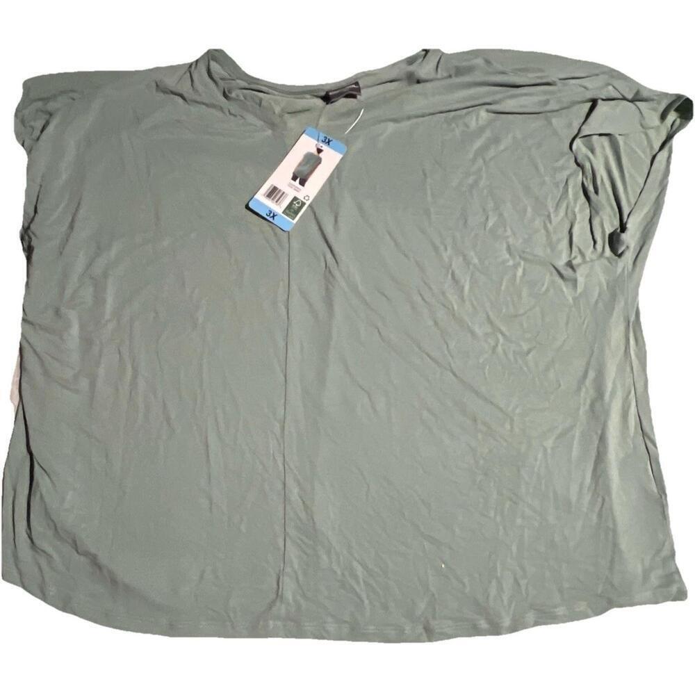 32 Degrees Cool Women's Soft Luxe Short Sleeve V-Neck Top, Green, Size 3X. BR